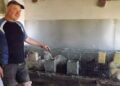 На фото: Валерій Христич утримує кролів у приміщенні. Фото автора.