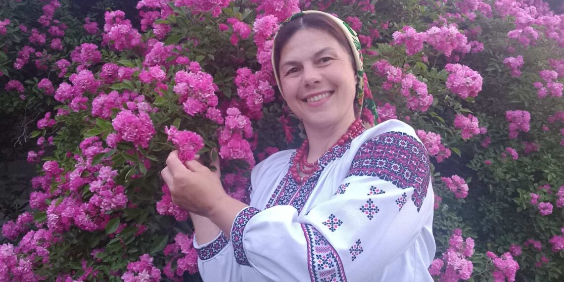 Наталія Рибак заготовляє пелюстки троянди. Фото автора.