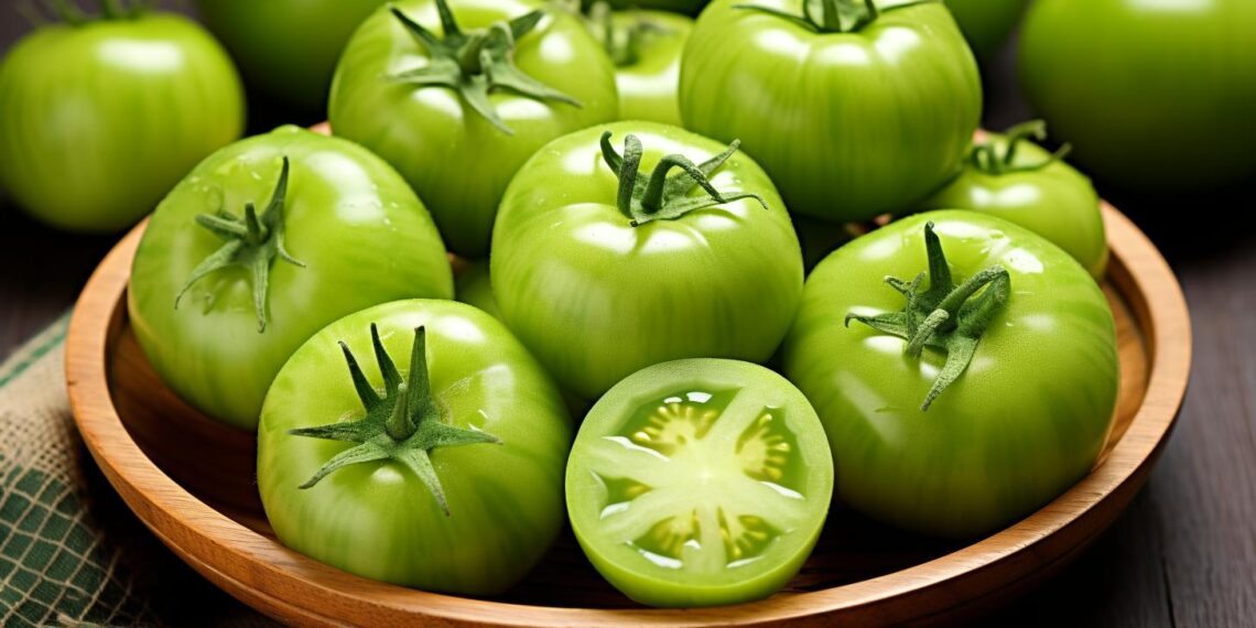 Щоб пришвидшити процес дозрівання, дехто до зелених помідорів додає червоне яблуко або червоний помідор. Фото: jisty.com.ua