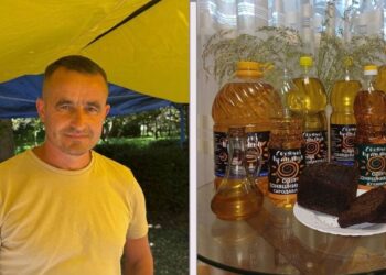 Олег Головатюк розвиває крафтове виробництво соняшникової олії. Фото колаж редакції.